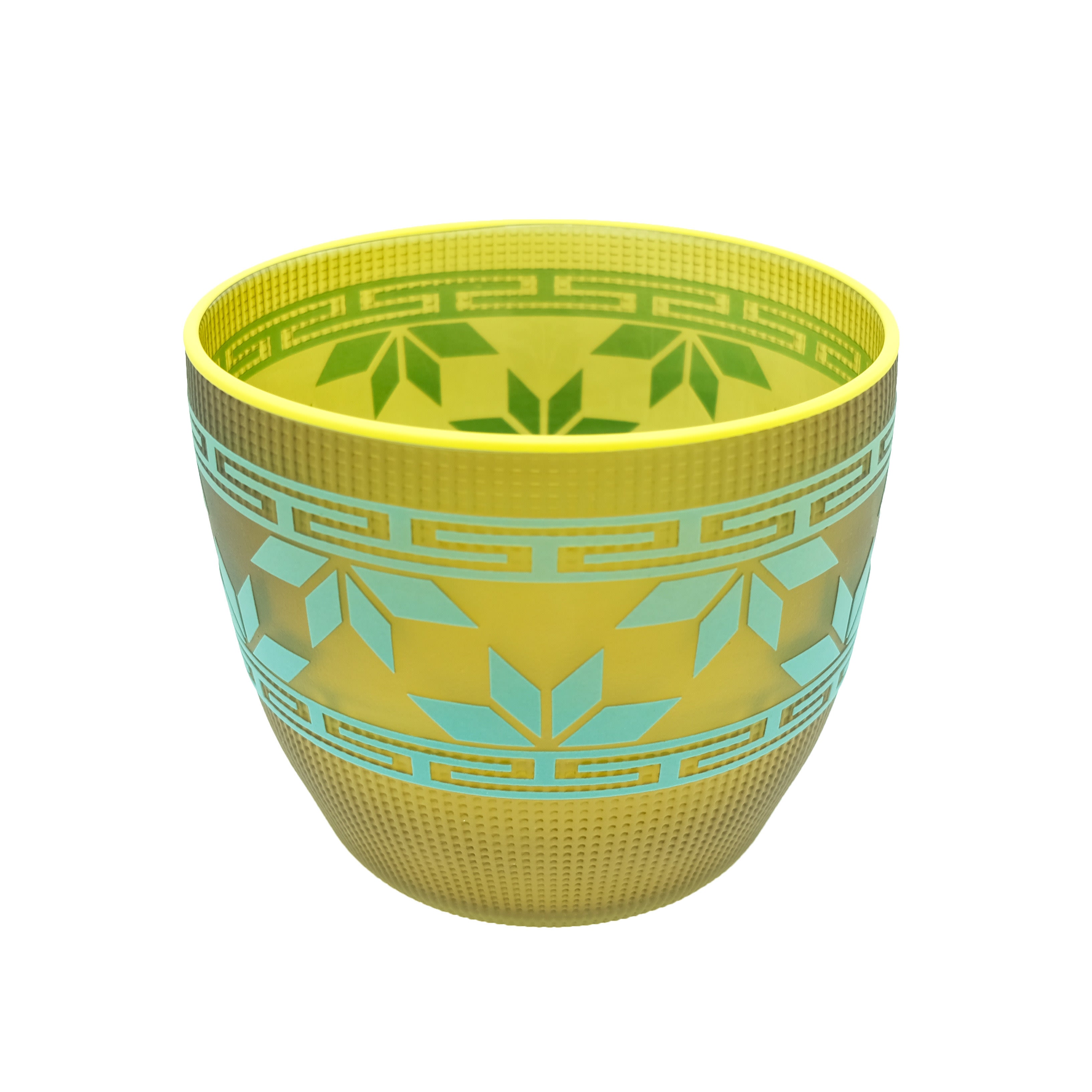 Tlingit Shelf Basket: #B23-66: Teal/Yellow