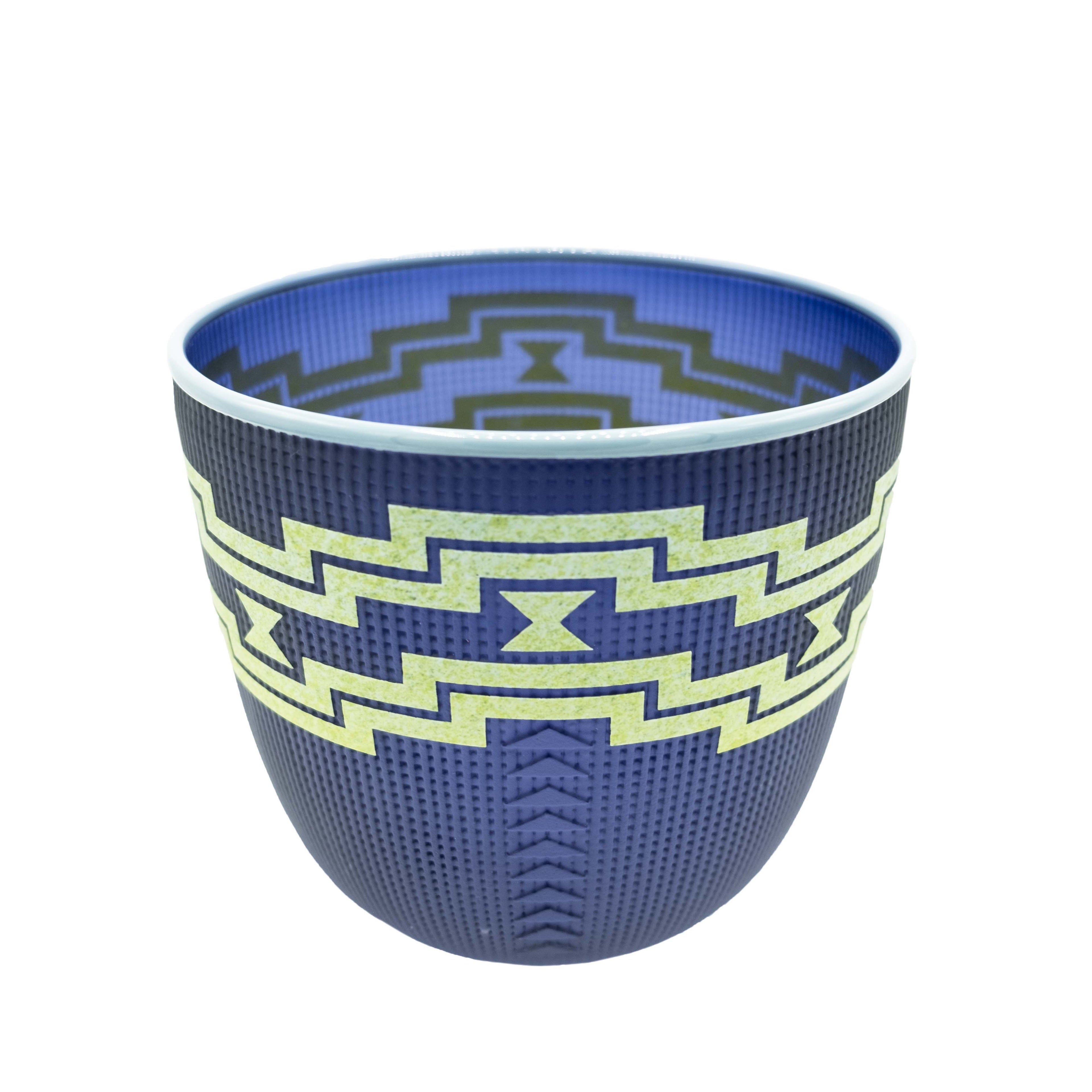 Tlingit Shelf Basket: #B21-17: Cobalt/Grey