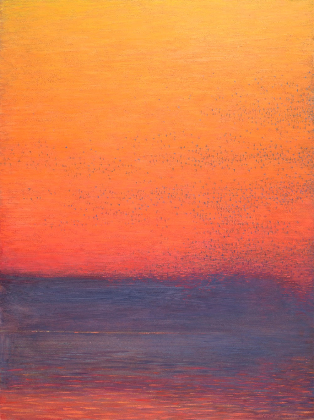 Contemporary Western sunset landscape with birds by David Grossmann