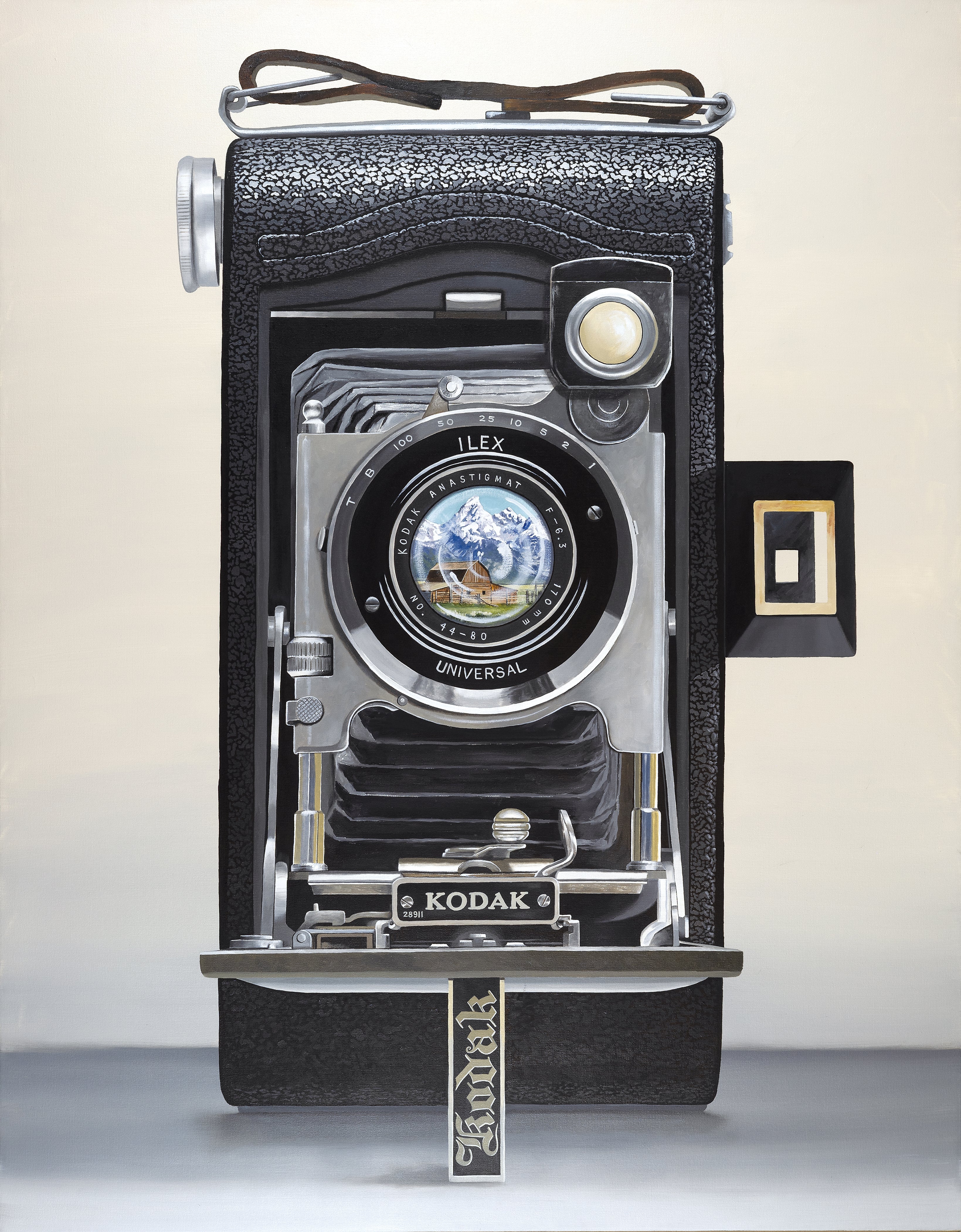 Painting of a vintage Kodak camera on a white background by Scott Yelonek