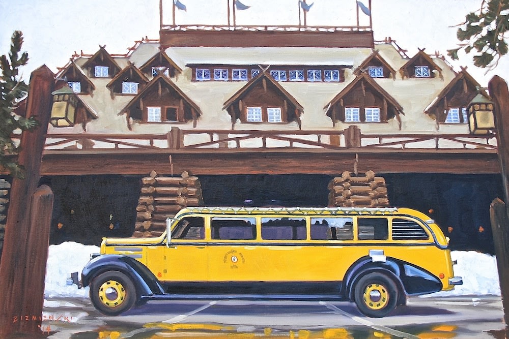 Yellowstone Bus at Old Faithful Inn